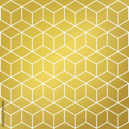 Gold And White Cube Background Pattern Fancy Vector Wallpaper