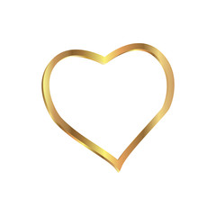 Vector Heart shape frame gold isolated on white background Vector illustration.
