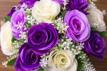 バラの花束ブーケ、紫、白