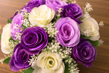 バラの花束ブーケ、紫、白
