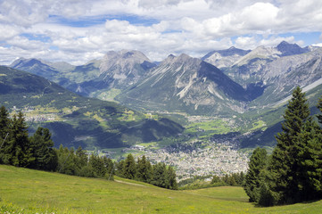 Bormio (Lombardy, Italy) aerial view. Color image