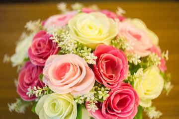 バラの花束、ウェディング、ブーケ、白、ピンク、赤