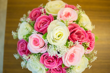 バラの花束、ウェディング、ブーケ、白、ピンク、赤