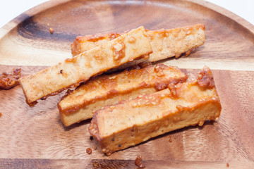deep-fried sliced sweet potato on white background