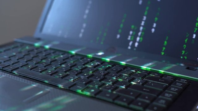 Man Use Laptop Keyboard With Shift With Illumination And Color Matrix