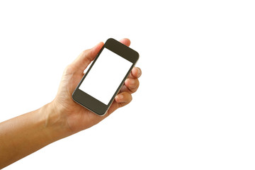 Phone in left hand.