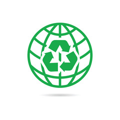 recycling symbol with planet vector illustrations