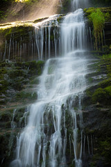 Naklejka premium Big waterfall on Cold creek in Jeseniky nature park, Czech Republic