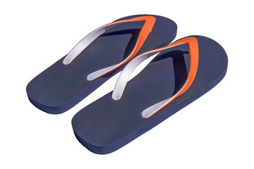 Man lifestyle four relax flip flops on side  isolated on white