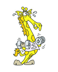 Fototapeta premium Cartoon Giraffe Doing Exercise