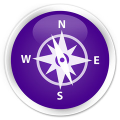 Compass icon premium purple round button