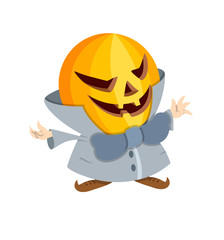 Cartoon Jack-O-Lantern cute kid Character - clip-art vector illustration 