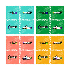 collection of flat shading style icons war gagets