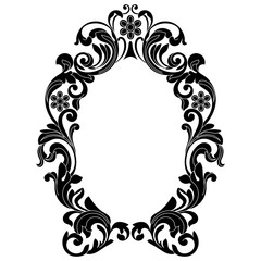 Vintage oval graphical frame in antique style. Vector.