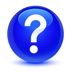 Question mark icon glassy blue round button
