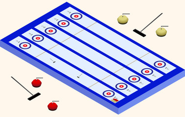 Isometric Curling stadium. Winter sport. Isolated elements