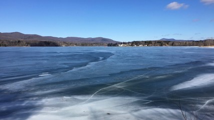 Frozen Onota Lake in Pittsfield, Massachusetts