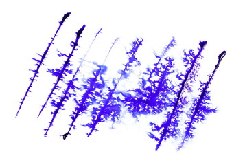 blue ink splashes isolated on white, with clipping path