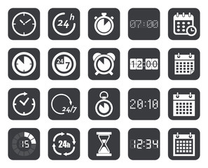 clock, timers and calendar icons set, vector illustration