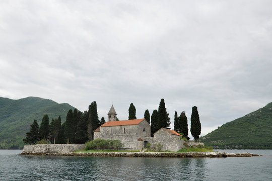Benedictine monastery on Saint George Island, Bay of Kotor, Montenegro