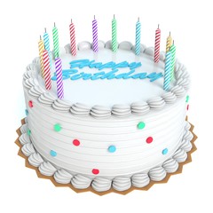 3d illustration of a birthday cake