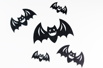 black hallowwen bats on a white background