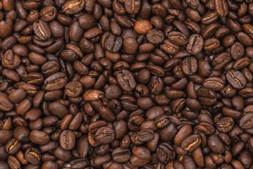 Coffee beans arranged on a table
