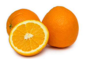 fresh oranges isolated on white background