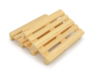 Wooden palette on a white background. Euro pallets. 3D illustration