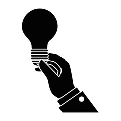 hand human with bulb light