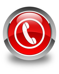 Phone icon glossy red round button