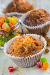 chocolate muffins in paper cupcake holder