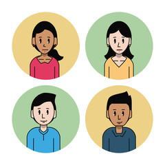 Young friends cartoons set icon vector illustration graphic design