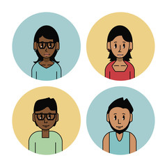 Young friends cartoons set icon vector illustration graphic design