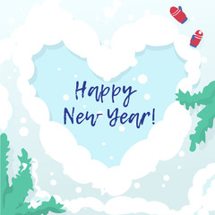 Happy new year card with winter