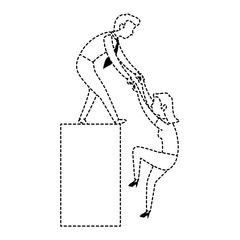 businessman helping to climb businesswoman