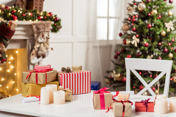 Various holiday presents at Santa Claus home