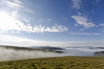 Fog down in the valley in the morning