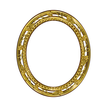 Decorative frame of golden color of an oval form