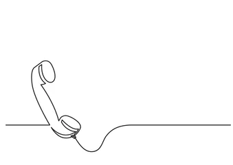 Selbstklebende Fototapete Eine Linie eine Strichzeichnung eines isolierten Vektorobjekts - Telefonhörer