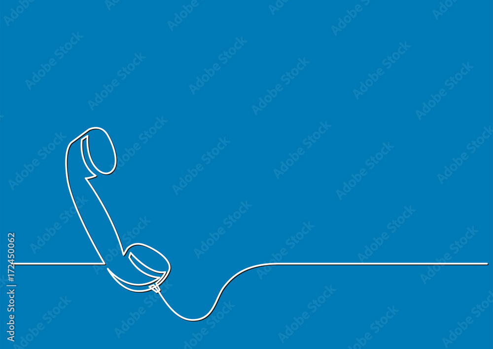 Poster one line drawing of isolated vector object - phone receiver