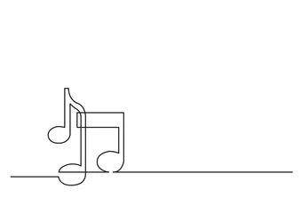 Rolgordijnen one line drawing of isolated vector object - music notes © OneLineStock