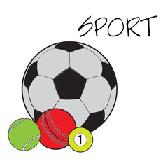 Set of sport balls on a white background, Vector illustration