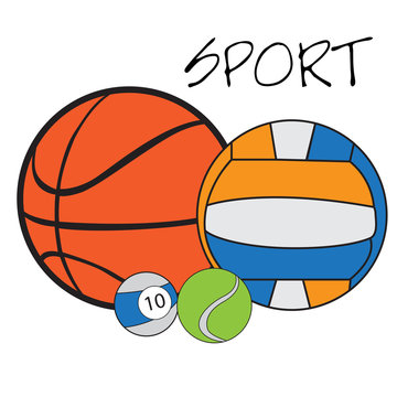 Set of sport balls on a white background, Vector illustration