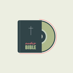 Bible in audio format
The bible and audio a disk symbolize. Christian faith. Executed in a flat style with minimum colors.