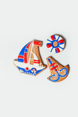 sea theme. birthday. smash the cake for boy. biscuit ship, anchor