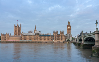 Fototapeta na wymiar Palace of Westminster, Big Ben and Westminster bridge
