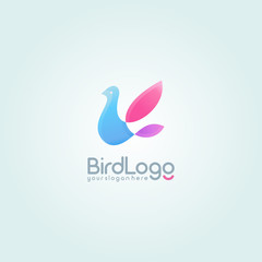 Flying Bird logo. Colorful logotype design template.