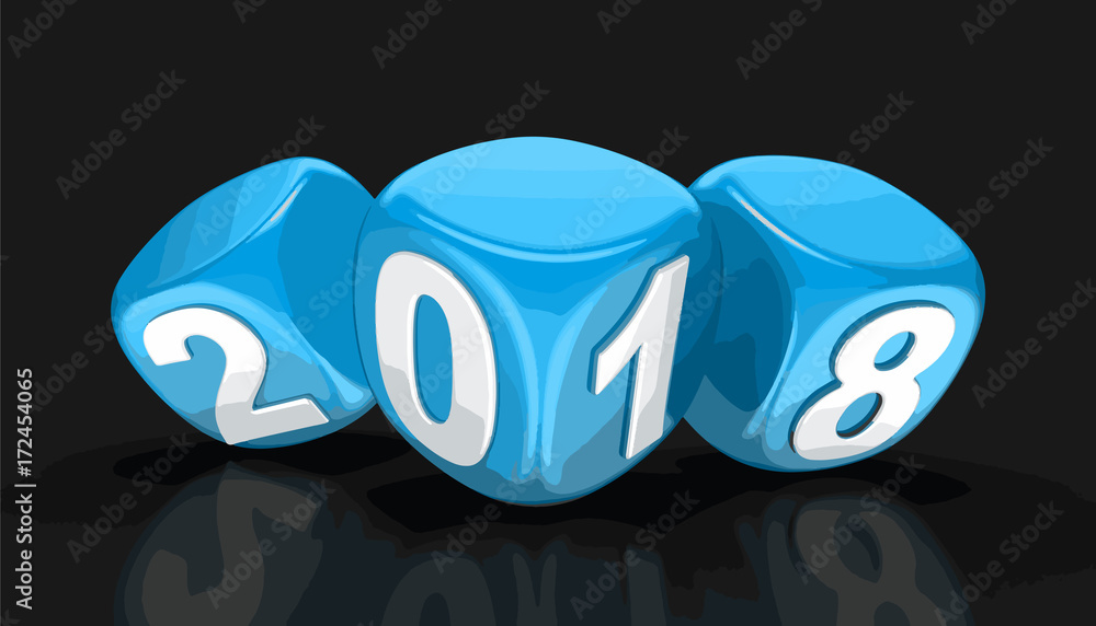 Poster dices with 2018. image with clipping path.
