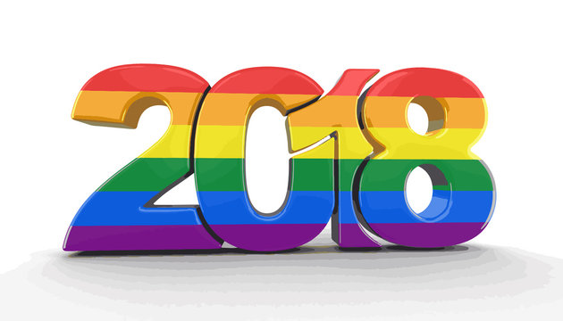 Gay Pride Color  New Year 2018. Image with clipping path.